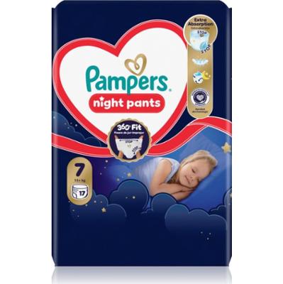 Pampers Night Pants Size 7 jednorazowe pieluchomajtki na noc 15+ kg 17 szt.