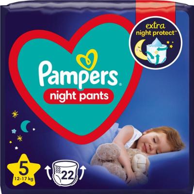 Pampers Night Pants Size 5 jednorazowe pieluchomajtki na noc 12-17 kg 22 szt.