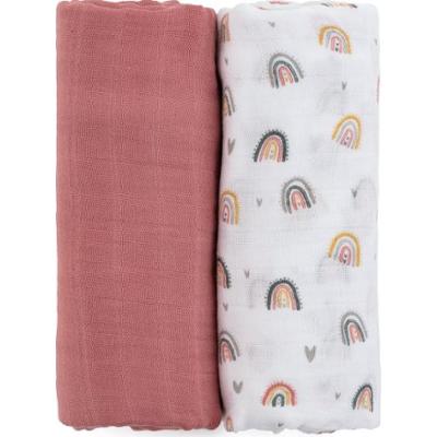 Petite&Mars Misty pieluchy wielorazowe Rose Rainbows 120 x 120 cm 2 szt.