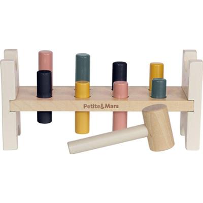 Petite&Mars Big Bang Wood of Mars przebijanka z młotkiem z drewna 12 m+ 1 szt.