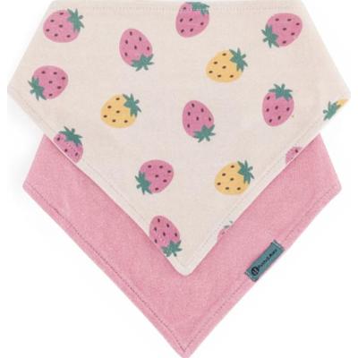 Petite&Mars Bandana Luke 3m+ śliniak Beige Strawberies&Dusty Rose 2 szt.