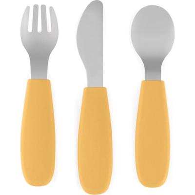 Petite&Mars Take&Match Stainless Steel Cutlery Set sztućce dla dzieci Ochre 12m+ 3 szt.