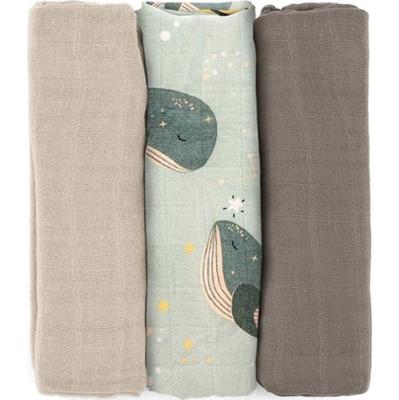 Petite&Mars Moussy pieluchy wielorazowe Whale Song 68 x 68 cm 3 szt.