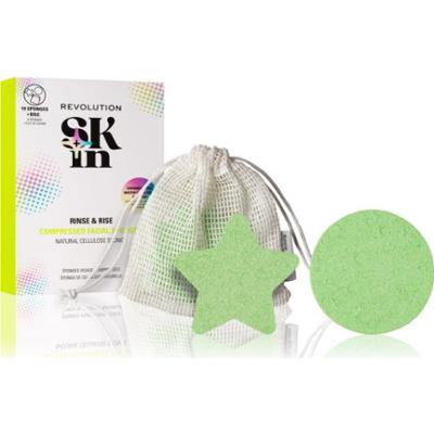 Revolution Skincare Rinse & Rise gąbeczka oczyszczająca do twarzy 10 szt.