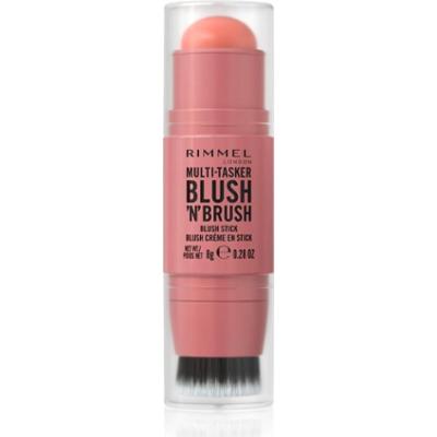 Rimmel Multi-Tasker Blush'N'brush róż do policzków w sztyfcie z pędzelkiem odcień 100 Cotton Candy 8 g