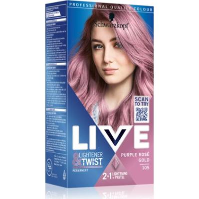 Schwarzkopf LIVE Lightener & Twist trwała farba do włosów do rozjaśniania włosów odcień 105 Purple Rosé Gold 1 szt.