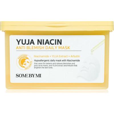 Some By Mi Yuja Niacin Anti Blemish Daily Mask maska rozświetlająca w płacie do ujednolicenia kolorytu skóry duże opakowanie 30 szt.