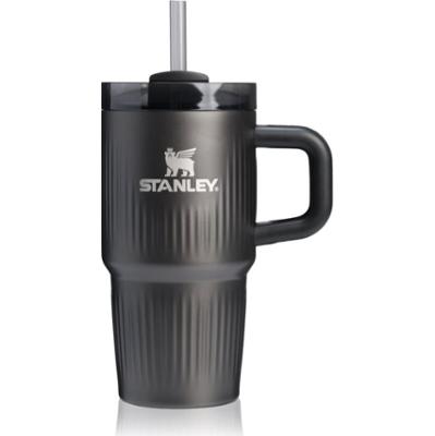 Stanley Quencher H2.O Fluted Tumbler kubek ze stali nierdzewnej ze słomką mały Black PVD 590 ml