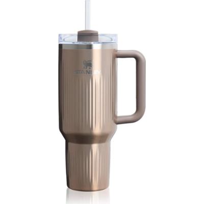 Stanley Quencher H2.O Fluted Tumbler kubek ze stali nierdzewnej ze słomką duży Pale Gold Shine 1180 ml