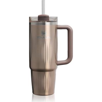 Stanley Quencher H2.O FlowState™ Fluted Tumbler kubek ze stali nierdzewnej ze słomką średni Pale Gold Shine 890 ml