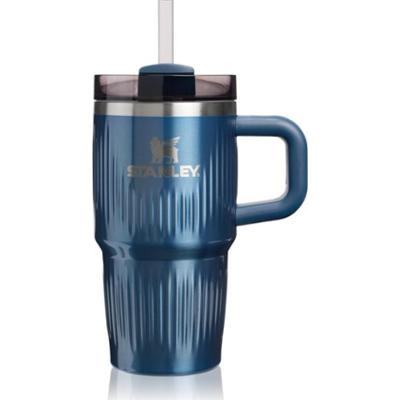 Stanley Quencher H2.O Fluted Tumbler kubek ze stali nierdzewnej ze słomką mały Glacial Blue Shine 590 ml