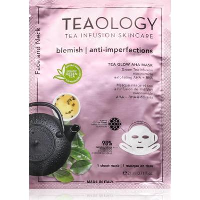 Teaology Tea Glow Blemish AHA Purifying Mask maseczka z płachcie o działaniu oczyszczającym i odświeżającym na szyję i dekolt 21 ml