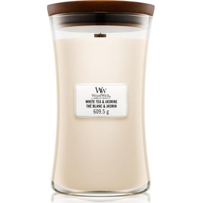 Woodwick White Tea & Jasmine świeczka zapachowa z drewnianym knotem 609.5 g