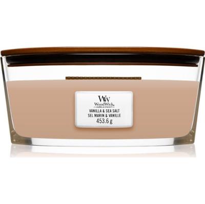 Woodwick Vanilla & Sea Salt świeczka zapachowa z drewnianym knotem (hearthwick) 453.6 g
