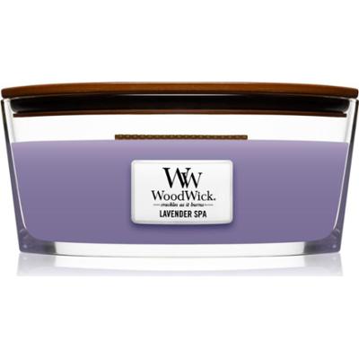 Woodwick Lavender Spa świeczka zapachowa z drewnianym knotem (hearthwick) 453 g