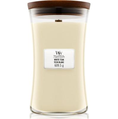 Woodwick White Teak świeczka zapachowa z drewnianym knotem 609.5 g