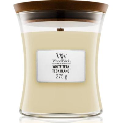 Woodwick White Teak świeczka zapachowa z drewnianym knotem 275 g