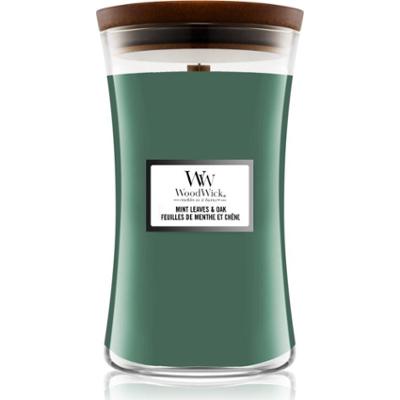 Woodwick Mint Leaves & Oak świeczka zapachowa z drewnianym knotem 609.5 g