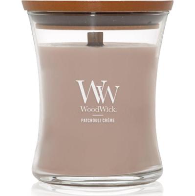 Woodwick Opulent Wood Patchouli Creme świeczka zapachowa z drewnianym knotem 275 g