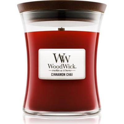 Woodwick Cinnamon Chai świeczka zapachowa z drewnianym knotem 275 g