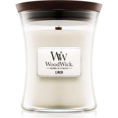 Woodwick Linen świeczka zapachowa z drewnianym knotem 275 g