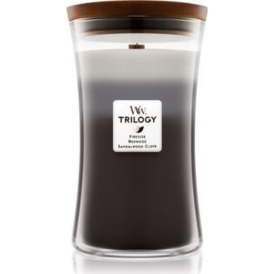 Woodwick Trilogy Warm Woods świeczka zapachowa z drewnianym knotem 609.5 g