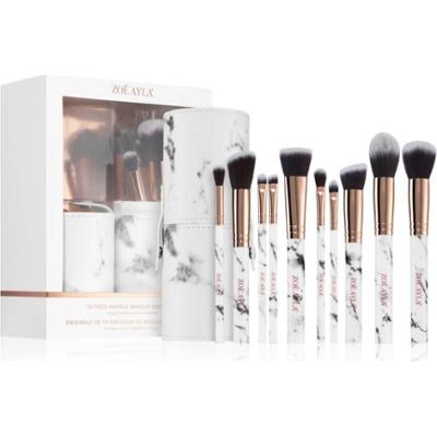 Zoë Ayla Makeup Brush Set Marble 10 Piece zestaw pędzli z etui