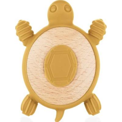 Zopa Silicone Wooden Teether Turtle gryzak 0 m+ Mustard Yellow 1 szt.