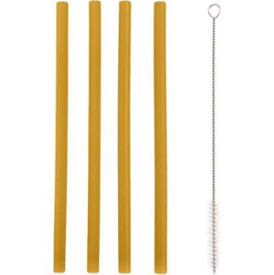 Zopa Silicone Straw słomka silikonowa + szczotka 6 m+ Mustard Yellow 4 szt.