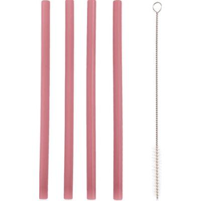 Zopa Silicone Straw słomka silikonowa + szczotka 6 m+ Old Pink 4 szt.