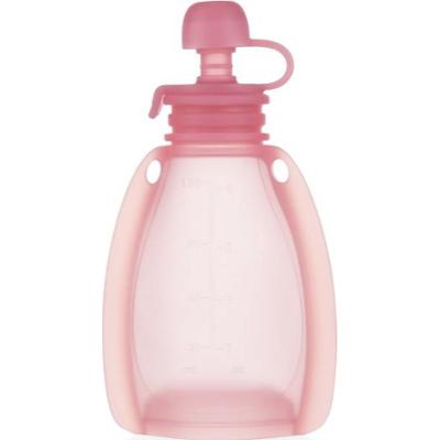 Zopa Silicone Refillable Baby Food Pouch saszetki na pokarm 0 m+ Transparent Pink 120 ml