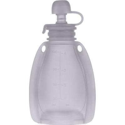 Zopa Silicone Refillable Baby Food Pouch saszetki na pokarm 0 m+ Transparent Grey 120 ml