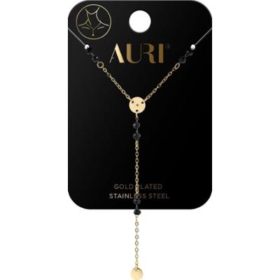 Auri naszyjnik krawatka z czarnymi kamieniami 1 sztuka