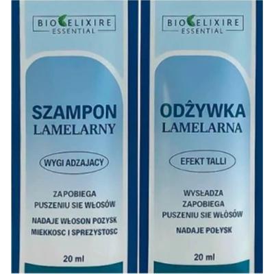 Bioelixire Lamelarny zestaw wygładzający włosy  Szampon i Odżywka 2*20ml