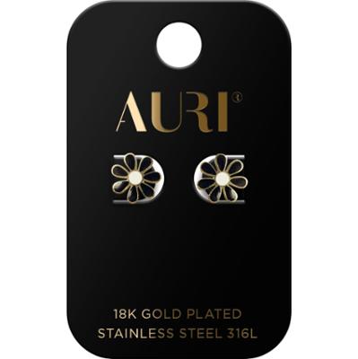 Auri Kolczyki Sztyfty Czarno/Biał.kwiat