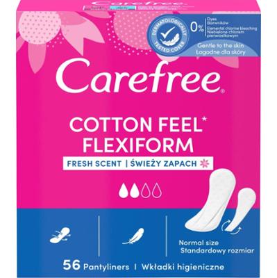 Carefree Cotton Feel Flexiform Wkładki higieniczne świeży zapach 56 sztuk