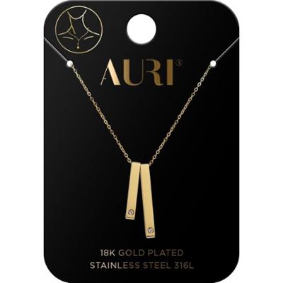 Auri naszyjnik dwa pręciki z cyrkoniami 1 sztuka