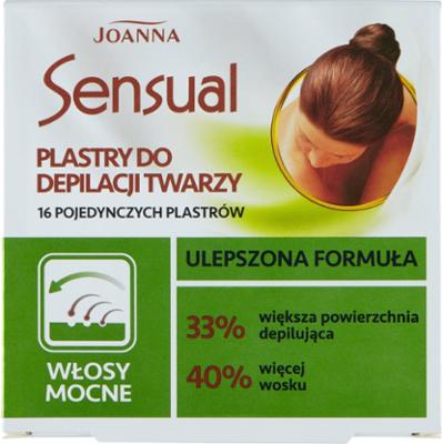 Joanna Sensual Plastry do depilacji twarzy włosy mocne 16 sztuk i Tubka z oliwką łagodzącą 10 ml