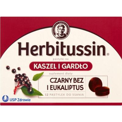 Herbitussin Kaszel i Gardło Czarny Bez i Eukaliptus 12 pastylek