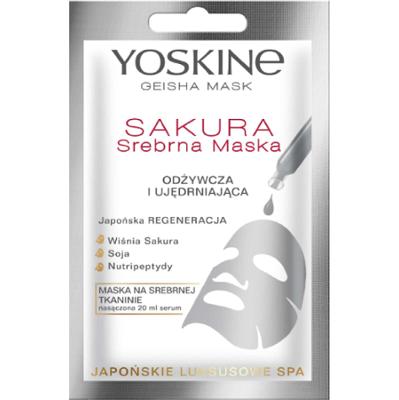 Yoskine Geisha Mask Srebrna Sakura 1Szt