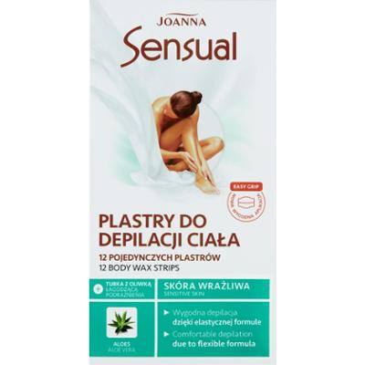 Joanna Sensual Plastry do depilacji ciała 12 sztuk i Tubka z oliwką łagodzącą 10 ml