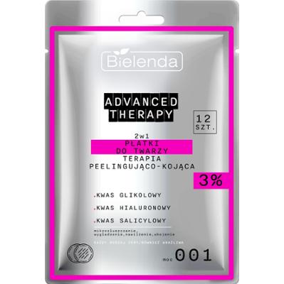BIELENDA ADVANCED THERAPY 2w1 płatki do twarzy  terapia peelingująco-kojąca - 001, 12 szt.