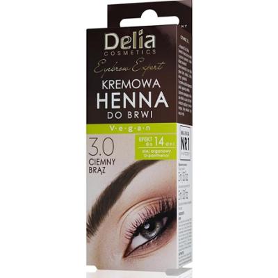 Delia Cosmetics Eyebrow Expert Kremowa henna do brwi 3.0 ciemny brąz