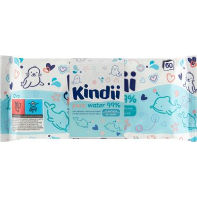 Kindii Pure Water 99 % Chusteczki dla niemowląt i dzieci 180 sztuk (3 x 60 sztuk)