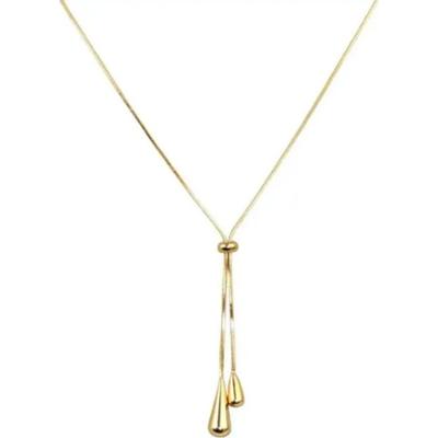 Ecarla Naszyjnik ze stali szlachetnej pozłacanej z dwoma łezkami NST2158