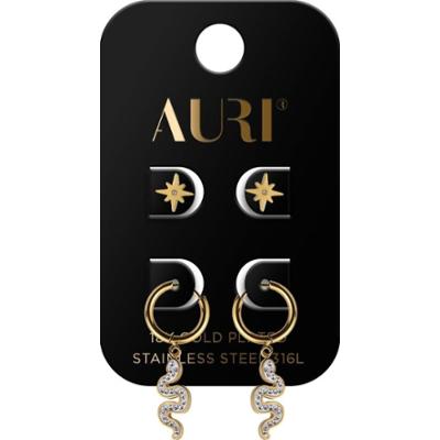 Auri kolczyki zestaw gwiazdka i żmijka 2 sztuki