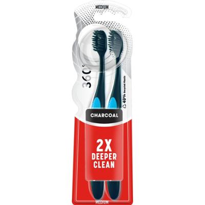 Colgate 360 Charcoal średnia 2-pack szczoteczka do zębów