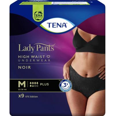 TENA Lady Pants Noir Plus Bielizna chłonna dla kobiet M, czarny, 9 sztuk