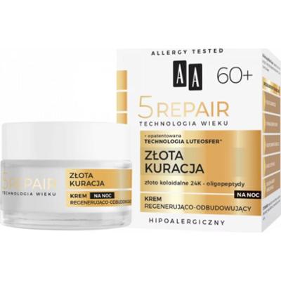 AA krem na noc regenerująco-odbudowujący Technologia Wieku 5 Repair 60+ Złota Kuracja 50 ml