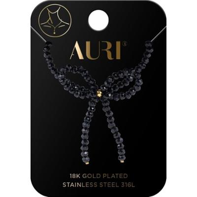 Auri naszyjnik choker kokarda z czarnych koralików 1 sztuka